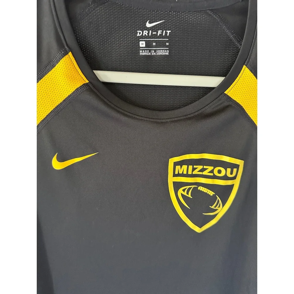 Nike Dri-FIT Mizzou Tigers Long Sleeve Shirt Womens Medium Black‎ Gold